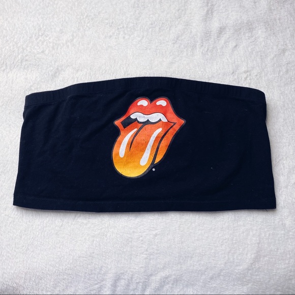 the Rolling Stones Tops - Vintage Rolling Stones Black Tube Crop Top👅